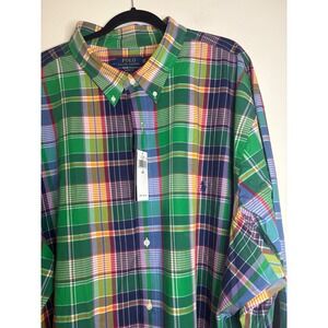 Polo‎ Ralph Lauren 4XLT Multi Green Plaid Long Sleeve Classic Fit Button Down